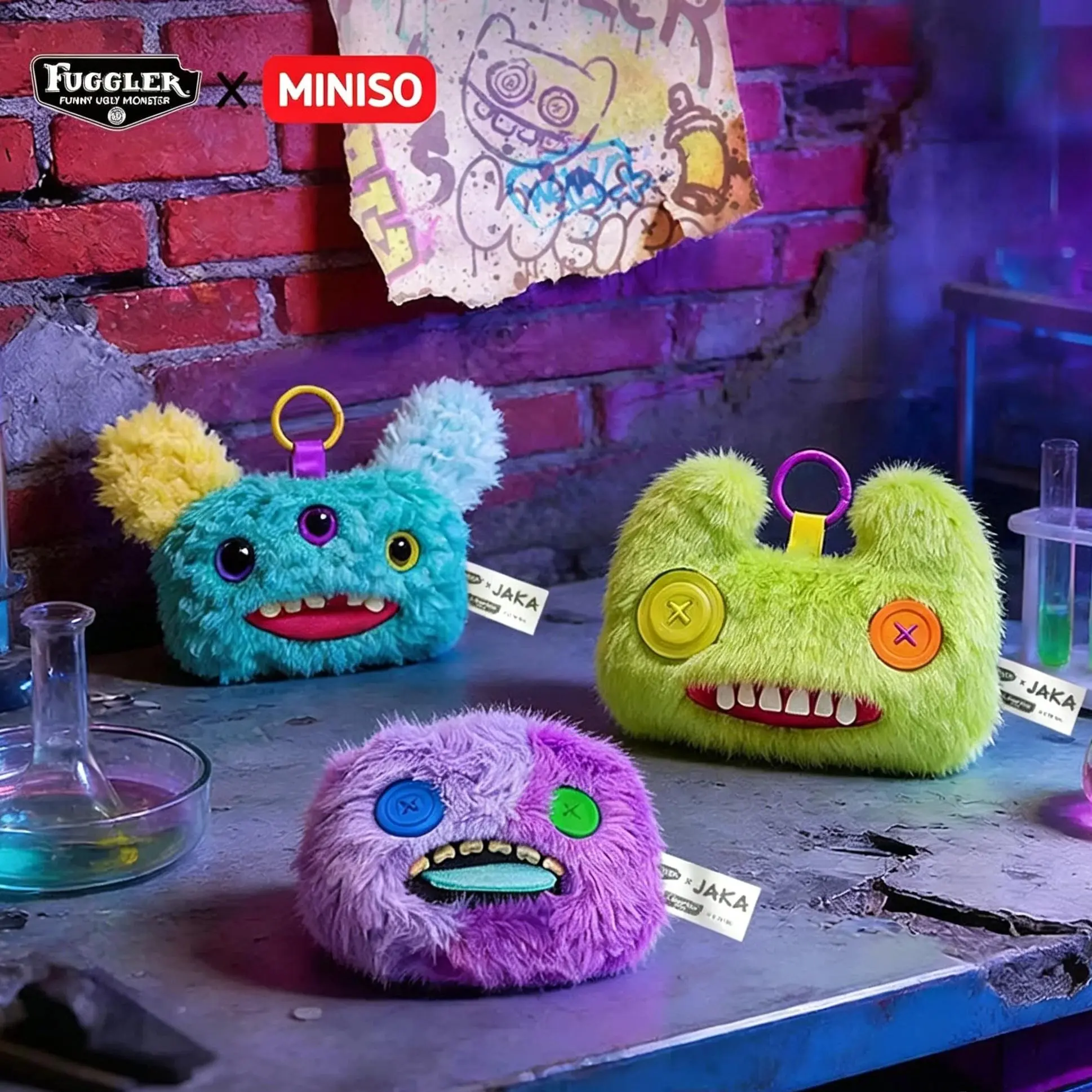 MINISO x Fuggler x JAKA Plush Coin Purse Keychain – Lab Escape Series Ugly Cute Monster Plush Pendant, suitable for everyday bag accessories. MINISO x Fuggler x JAKA Plush Coin Purse Keychain – Lab Escape Series Ugly Cute Monster Plush Pendant, suitable f