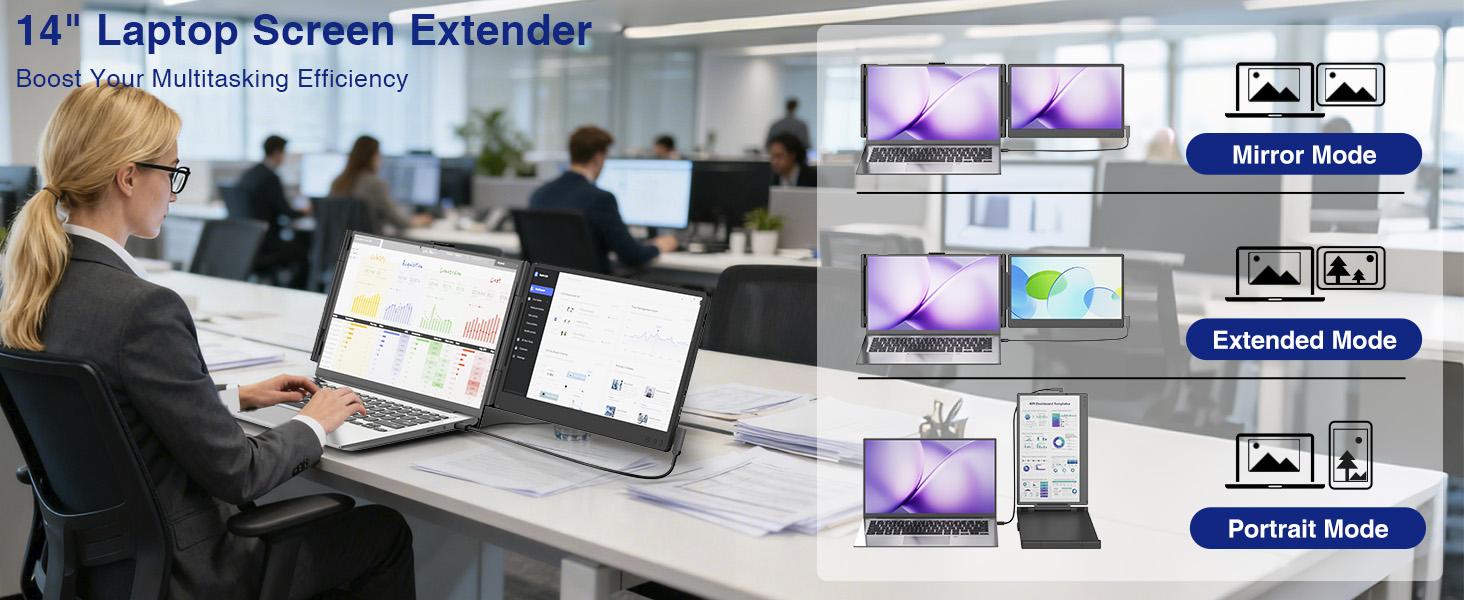 Siaviala Laptop Screen Extender, 14” FHD 1080P IPS Dual Laptop Monitor Extender, Portable Monitor for 13-17.3” Laptops, Plug & Play Dual Screens for Windows/Mac with USB C/HDMI Port computer accessory Siaviala Laptop Screen Extender, 14” FHD 1080P IPS Dual Laptop Monitor Extender, Portable Monitor for 13-17.3” Laptops, Plug & Play Dual Screens for Windows/Mac with USB C/HDMI Port computer accessory