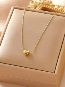 Women's Gold Love Heart Necklace, Elegant Lockbone Chain Jewelry, Chic Gorgeous Jewelry, Fashionable Versatile High-End Style Accessory, Exquisite Jewelry Gift