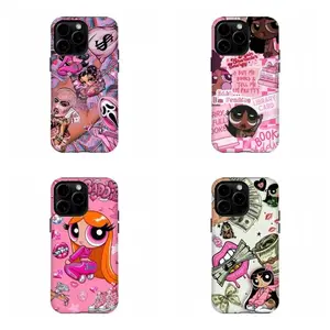 Money Powerpuff Girls Collage Phone Case, Bold Y2K Shockproof Cover, Compatible with iPhone 11-17 Pro Max/Plus and Samsung Galaxy S23-25
