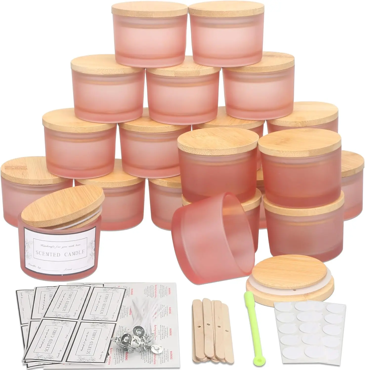 20 Pack 4 OZ Matte  Glass Candle Jars with  and Candle Making Kits - Bulk Wide Mouth Small Empty Candle Jars for Making Candles - ,  Containers.
