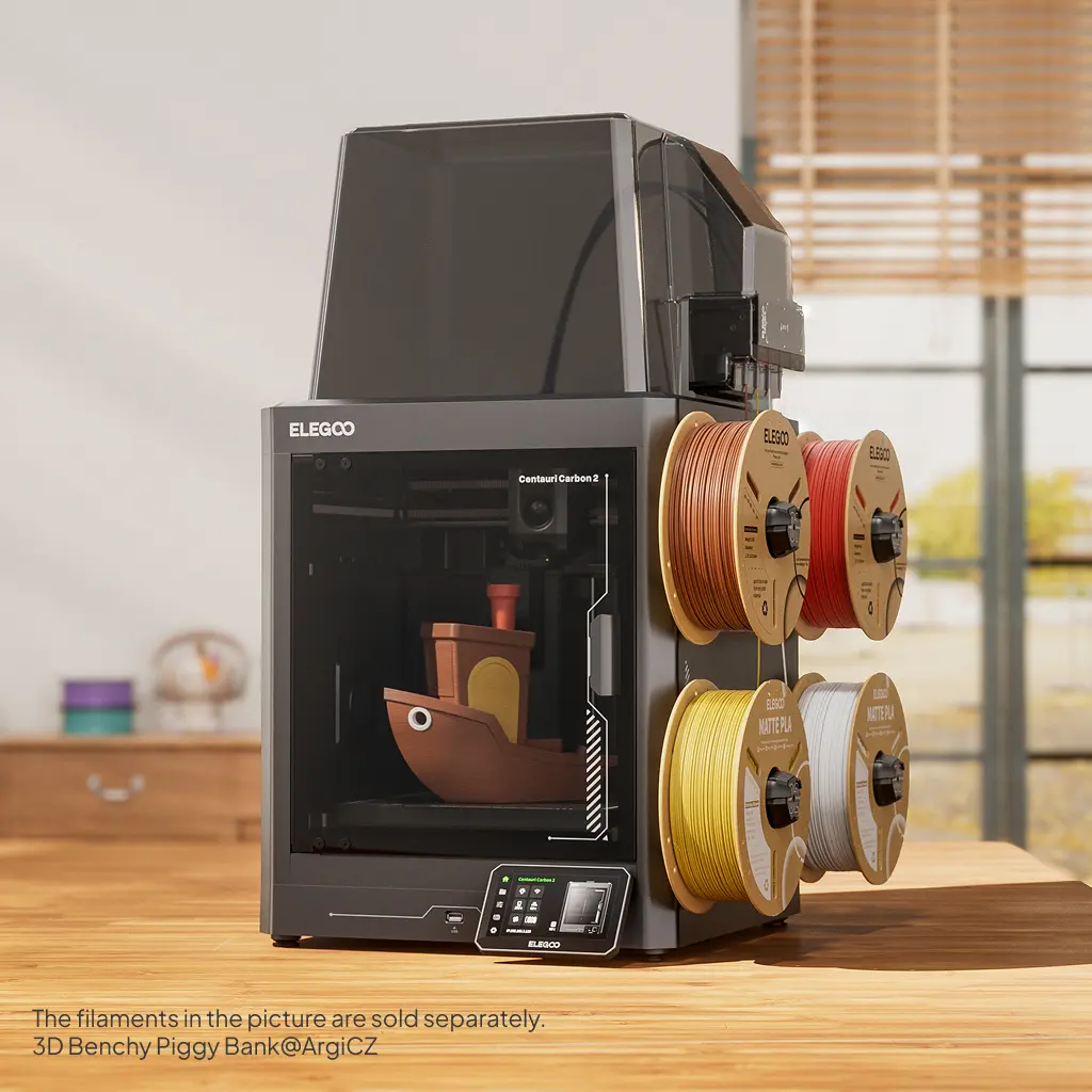 ELEGOO Centauri Carbon 2 Combo 3D Printer - Fully Auto Leveling, 500mm/s Fast Printing, CoreXY Structure, 256x256mm Large Build Area, Multicolor Capable, Beginner-Friendly Printer for Family Use | 3D Printing Supplies, Printer 3D Printing Supplies