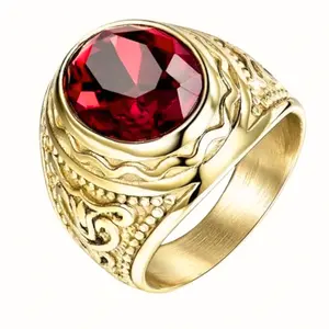 Hollow Gold Plated Ring, Men's Jewelry - Daily Fashion Accessories, Party/Engagement, Father's Day Appreciation Gift