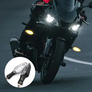 2Pcs Motorcycle Turn Signal Light Amber Blinker Indicator Waterproof Moto Scooter Warning Rear Tail Lights Running Lamp Lighting Motorbike