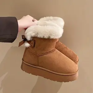 Women's Outdoor Sports Snow Boots, Short Ankle Boots, Waterproof Platform Slip-On, Warm Casual Footwear for Fall & Winter