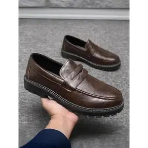 Men’s business-style slip-on PU leather loafers—breathable, lightweight all-season shoes for comfortable casual daily wear