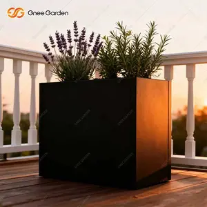 114 L Wholesale Black Galvanized Steel Planter Outdoor Flower Box Eco-Friendly Home & Garden Centers Bulk Supply