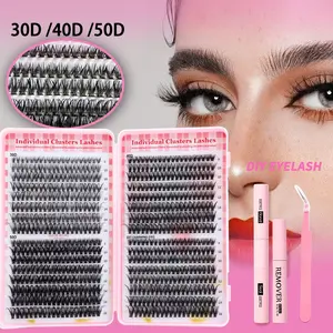 640pcs DIY Eyelash Extension Kit (30D+40D+50D) - Includes False Eyelashes, Glue, Makeup Remover, Tweezers, Suitable For Professional And Beginner, Easy For Home Use, Starter Eyelash Extension Set: Includes All Eyelash Types