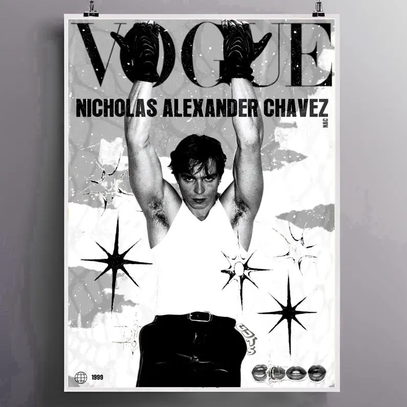 Nicholas Chavez Monsters Netflix Vogue Style Printable Black and White Distressed Trendy Modern Alt Poster