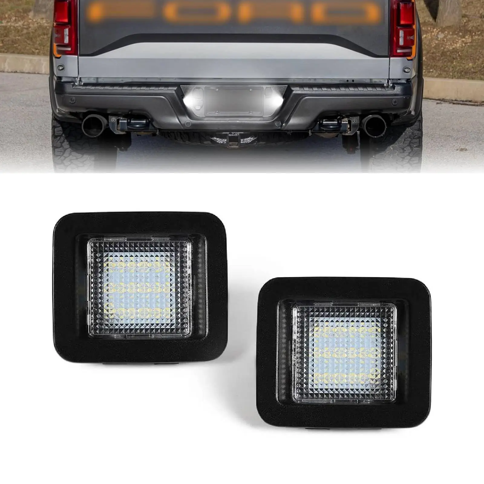 Gempro LED License Plate Lights for 2015-2020 F150 2017-2020 Raptor Rear Tag Lamp Assembly 2PCS, 6000K White