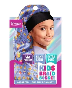 Annie #4379 Premium Kids Satin Lined Silky Wide Edge Braid Bonnet, Hair Extensions & Wigs Accessory, Satin Lined Bonnet
