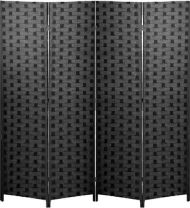 FDW Room Divider 6FT Wall Divider Wood Screen 4 Panels 6 Panels Wood Mesh Hand-Woven Design Room Screen Divider Indoor Folding Portable Partition Screen