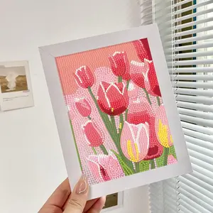 Tulip Diamond Painting Kit, New Handmade DIY Material Pack, Floral Plant Diamond Art, Includes Frame, Home Decor Craft Set, Handmade Gifts, Diy Craft Supplies