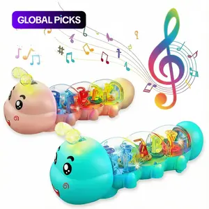 Crawling Toy, Caterpillar Tummy Time Toy with Lights and Music, Musical Light Up Sensory Early Educational Alphabet and Number Interactive Toy for Parent-Child Games