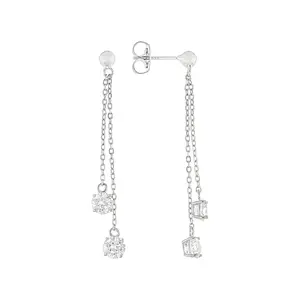 JTV White Cubic Zirconia Rhodium Over Sterling Silver Earrings 3.16ctw