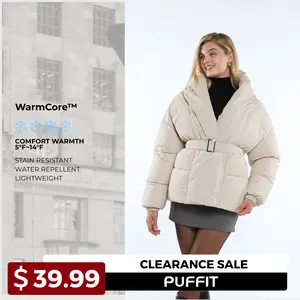【Clearance】PUFFIT WarmCore Premium Regular Quilted Puffer With Adjustable Belt,Offering Enhanced Comfort and Durability,Metal Adjustable Waistband,Creating A Slimming,Sophisticated Aura