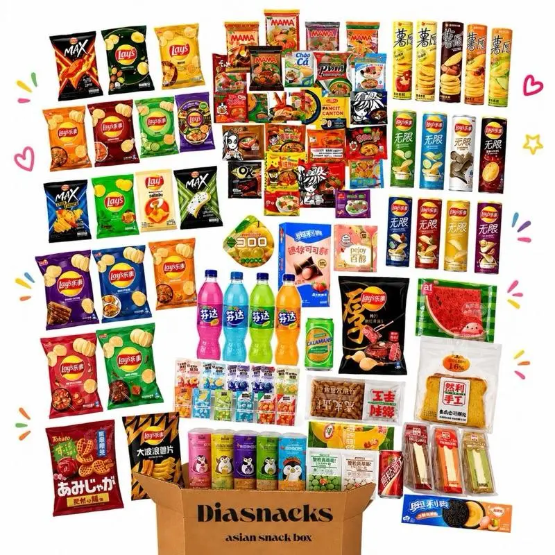 6LB Mixed Asian Snack Box Combo - Assorted Multipack Gift Set with Drinks, Ramen, Chips