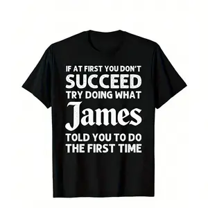 1pc James Name Humor Graphic T-Shirt - Funny Quote Black Cotton Tee, 180g Heavyweight Unisex Crew Neck Short Sleeve, Loose Fit Casual Streetwear for Men & Women, Perfect Birthday & Festival Gift time  tee  shirt   double print  cadena   Vintage Metalcore