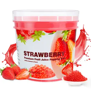 T&Tea Strawberry Popping Boba Pearls 2.76 LB, Vegan Bursting Boba Pearls for Bubble Tea, Beverages, Shakes, Desserts, Smoothies & Ice Cream Topping