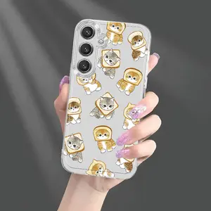 Bread Kitten Phone Case for Samsung Galaxy A02 A03S A04 A05S A06 A13 A14 A15 A16 5G A21S A22 A23 A24 A25 A26 A32 A34 A35 A36 A50 A52 A53 A54 A55 A56 A73 S21 Ultra S22 Plus S23+ S24 FE S48 Cartoon Transparent Shockproof Full Coverage TPU Phone Case Simple