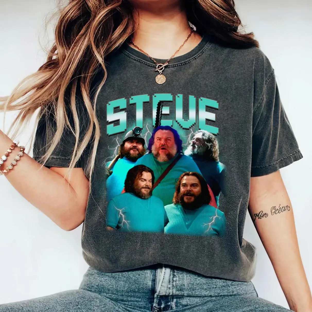Steve Minecraft Movie Shirt, Funny Block World Tee, Gamer T-Shirt for Kids & Adults, Minecraft Shirt Gift, Custom Video Game Fan