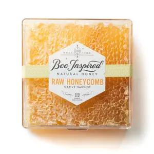 Bee Inspired Natural Honeycomb - Raw Honeycomb Native Harvest 12 oz - Rich Flavor & Unique Texture - Edible Wax - Seasonal Flavor - Generous Size - Sweet
