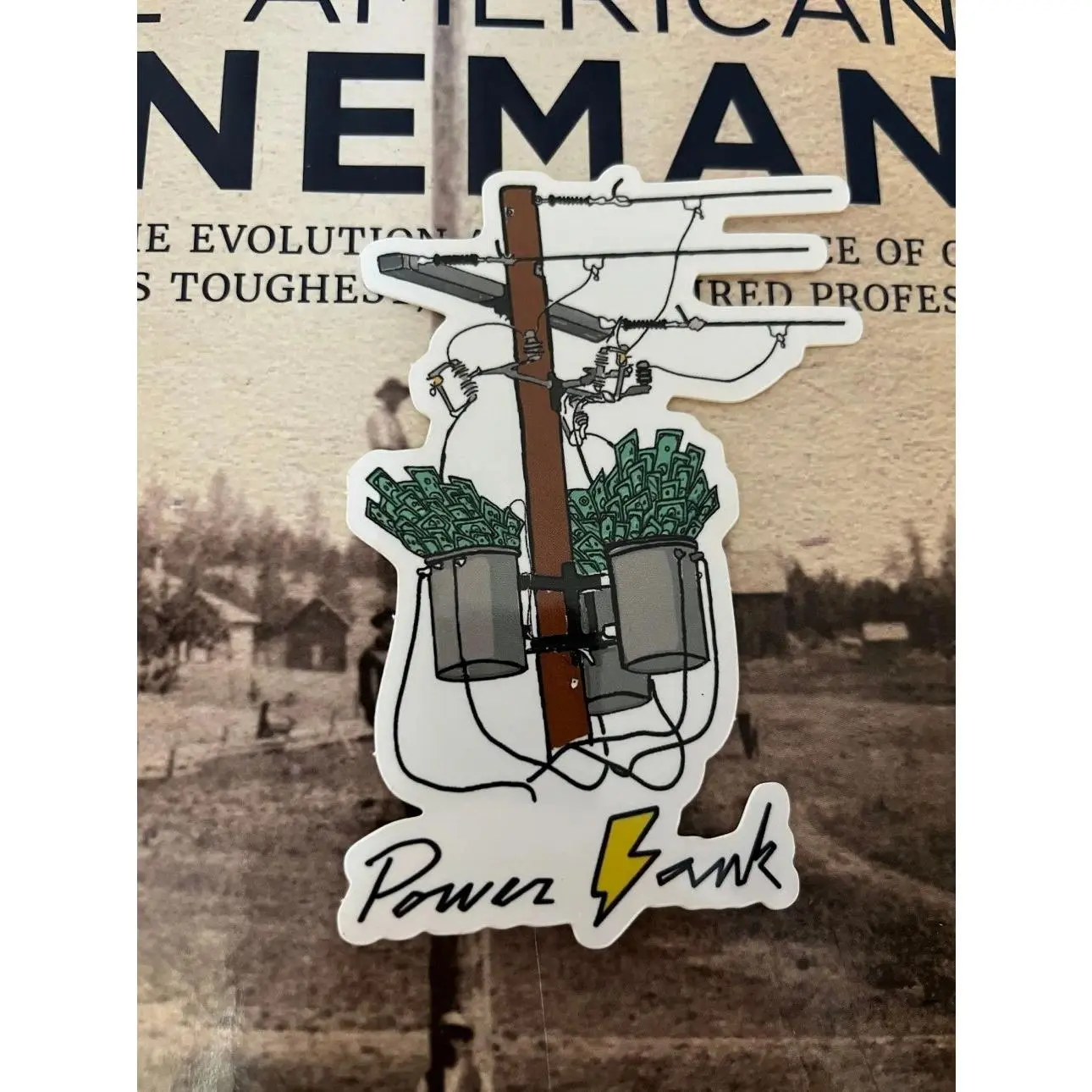 Lineman Power Bank Stickers, Electrician, Construction Skeleton Decal, Hard Hat Sticker - Cars, Trucks, Laptops, Coolers, Toolboxes, Windows & More Waterproof Vinyl Sticker