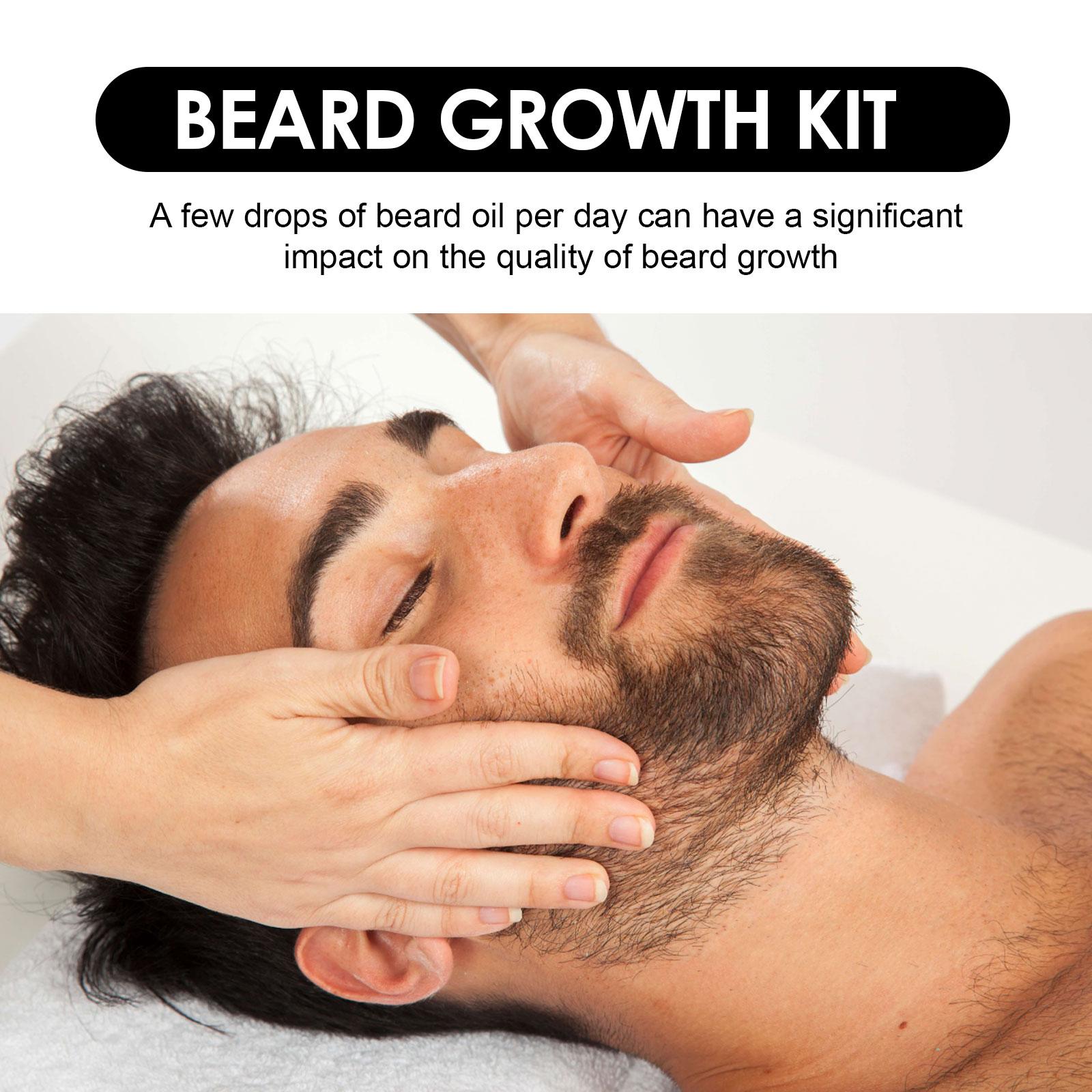 EAST MOON Beard Growth Kit - Serum & Roller Duo for Thicker Facial Hair - Natural Nutrient Oil + 540 Needle Roller - Daily Grooming Essentials for Men,Christmas Gift
