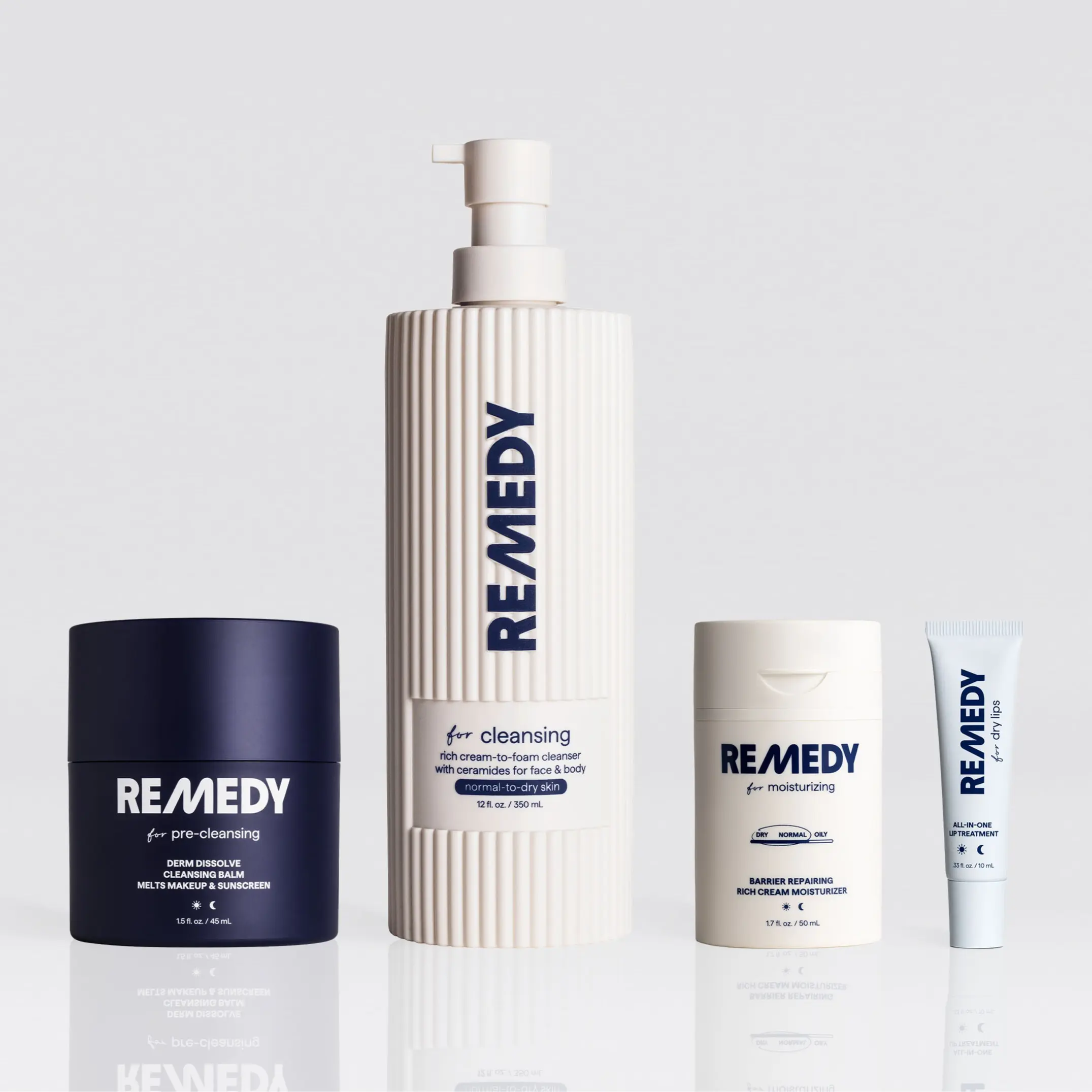 Deeply Hydrating Essentials - Cleansing Balm + New 12 Oz Gentle Cleanser + Rich Cream Moisturizer + Dry Lips Treatment