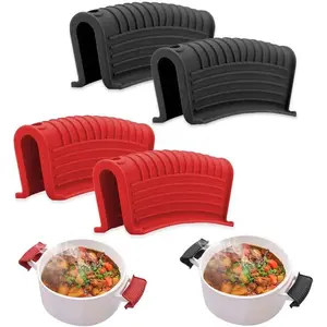 2 Pairs of  Assist Handle Holder,Cast Iron Pan Skillet Handle Covers Soup POTS Pot Handle Holders,Handle Protectors Non-Slip Pot Holder Sleeve,Frying pan Casserole Oven Tray Cookware