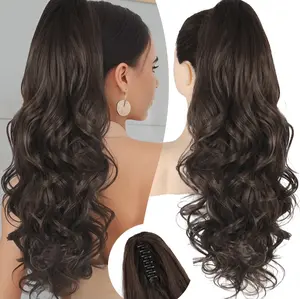 [ORSUNCER HAIR]Ponytail Extension 24" Long Curly Wavy Claw Clip in Ponytail Hair Extensions Curly Jaw Clip on Pony Tails Fluffy Hairpiece for Women Daily Party Use