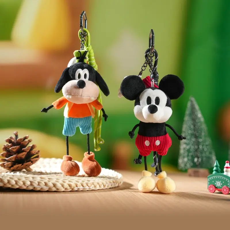 Disney Mickey Clever Series Plush Bag Charm, Cute Stuffed Keychain, Kawaii Backpack Accessory, Back To School