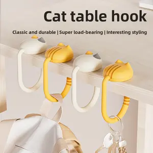 Cat Backpack Hook Desk Hook – No Drill Table Edge Hanger for Dorm Office School Supplies Space-Saving Super Sturdy Lightweight -RR