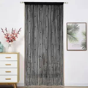 Beaded Doorway Curtain Door Beads Dense String Curtains Fringe Hippie  for Wall Hanging Decor Room Divider  Doors Window Closet Doorways Decorations (100x280cm,Black)