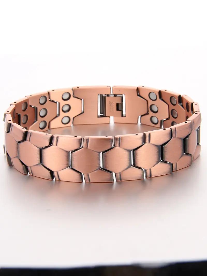 Men's Copper Bracelet with 3X Strength, Premium Copper Jewelry Featuring Powerful 3800 Gauss Magnets, Stylish Bracelet with Fold - Over Clasp, Ideal Copper Bracelet for Daily Wear, Perfect Jewelry Gift for Men