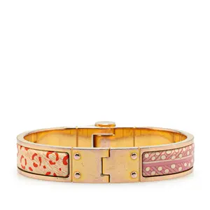 Pre-owned HERMÈS Stainless Small Leather Goods Hermes Gold Plated Chaine d'Ancre PM Cloisonné Bracelet