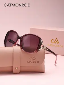 CATMONROE European American Trendy Casual Sunglasses Women's Polarized Sunglasses With Metal Fox Decoration Hinge PC Frame Comfortable Elegant Textured Travel Driving Tourism UV400 Anti UV Polarized Women's Fashion Sunglasses