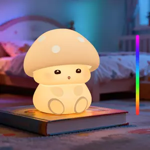 Rechargeable Mushroom Night Light - 7 RGB Colors, 3 Brightness Levels, 1200mAh Battery, Soft Light, Memory Function, Ideal for Nursery & Bedroom Decoration