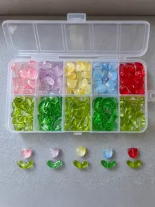 1 Box About 100pcs+50pcs Tulip Glass Beads, Tulip Shape, Cute Floral Design, DIY Jewelry Making Materials, Jewelry Making Supplies, Necklace, Bracelet, Earrings, Keychain, Christmas Decorations