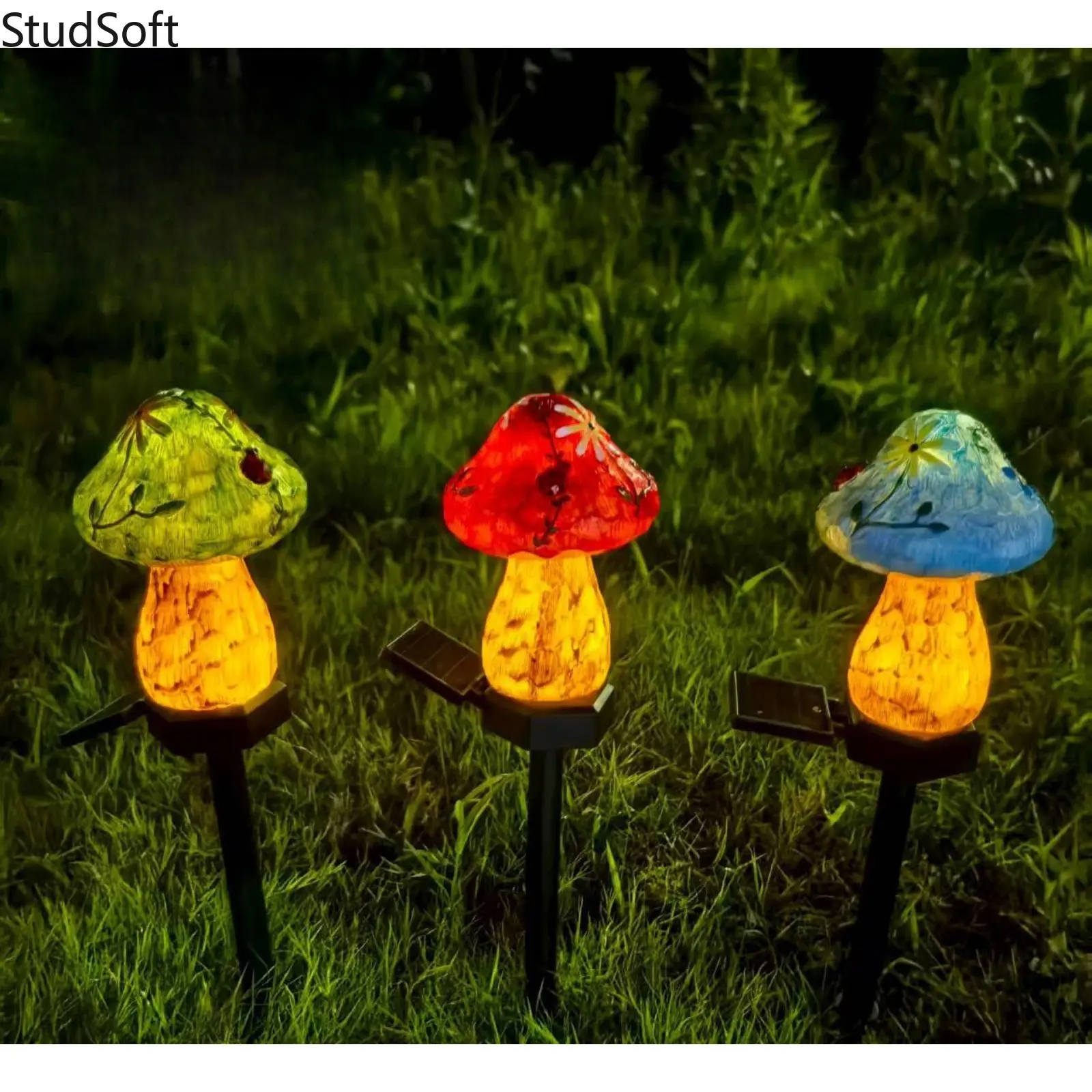 Solar LED Mushroom Garden Lights, Waterproof Resin Landscape Lamp, Outdoor Patio Yard Atmosphere Decor,back to school,back to school haul