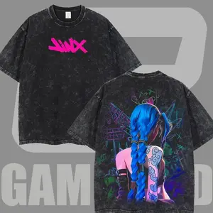 Retro Vintage Jinx x Powder Arcane: League of Legends Washed T-shirt Game Cotton, FPS, Game Lover Unisex Shirt Gift for Him Her Y2K Hoodie Sweatshirt 3E5