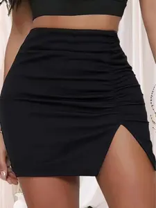 Women's Solid Color High Waist Skirt, Fashion Casual Short Skirt for Daily Outdoor Wear, Ladies Bottoms for Summer