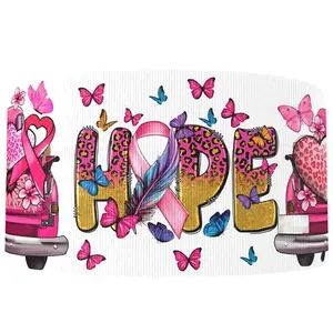Breast Cancer Awareness 1 Yard Printed Grosgrain Ribbon