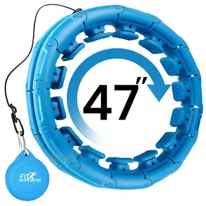 Weighted Hula Hoop for Adults up to 32 Detachable Knots Adjustable up to 63 Inches Smart Exercise Hoop for Women Abs Workout Effective Calorie Burning 360-Degree Silent Rollers