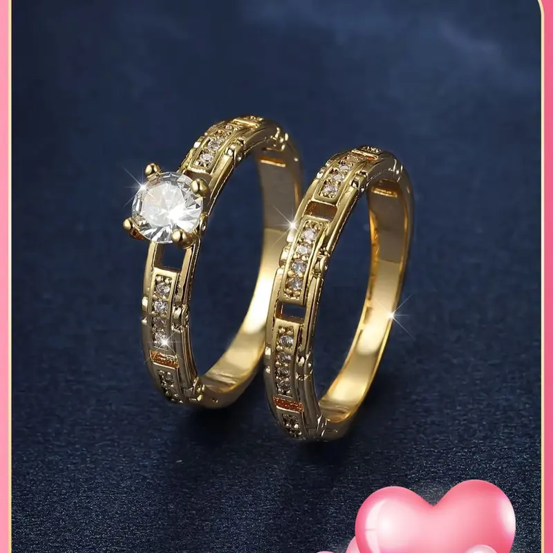 Fashion Hollow Out Design Artificial Zircon Inlaid Sparkling Rings, Statement Rings, Elegant Luxury Ring for Women & Men, Trendy All-match & Exquisite Jewelry for Birthday Gift, Artificial Gemstone Ring, Unique Rings