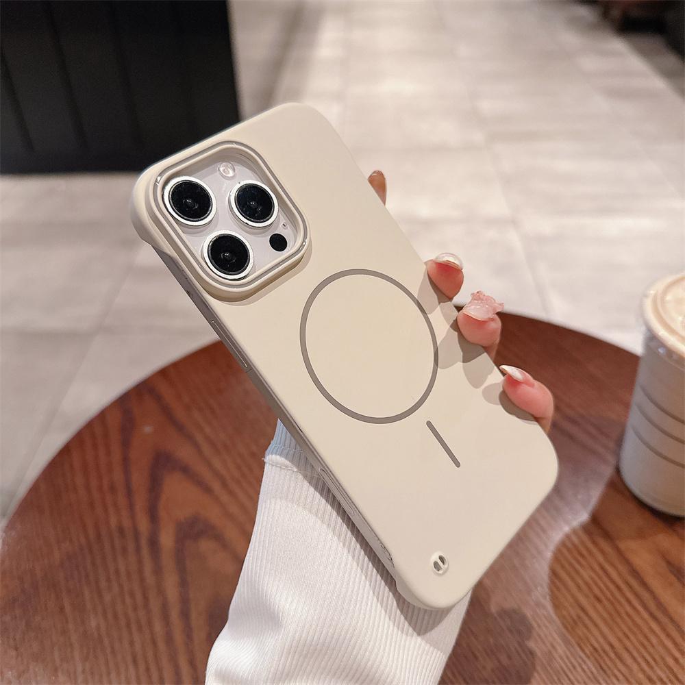 Matte Slim PC For Magsafe Frameless Phone Case For iPhone 16 15 14 Plus 12 13 Pro Max Wireless Charging Borderless Hard Cover