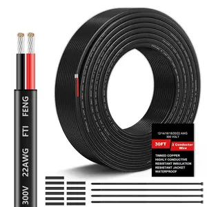 22 Gauge Wire 2 Conductor Electrical Wire, 22 AWG Electrical Wire Stranded PVC Cord, Low Voltage/Oxygen-Free Tinned Copper/Flexible 22/2 Wire for Automotive Marine LED Strips Lamps Lighting (30FT/ 9M)