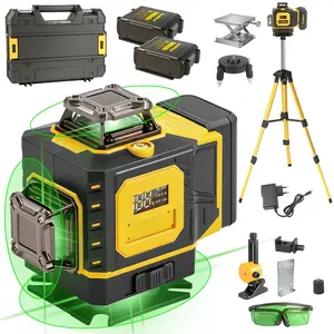 16 Lines Laser Level, 4x360 4D Cross Line Professional Laser with Two 360°Vertical and Two 360°Horizontal for Construction,Home Renovation,Rechargeable Battery