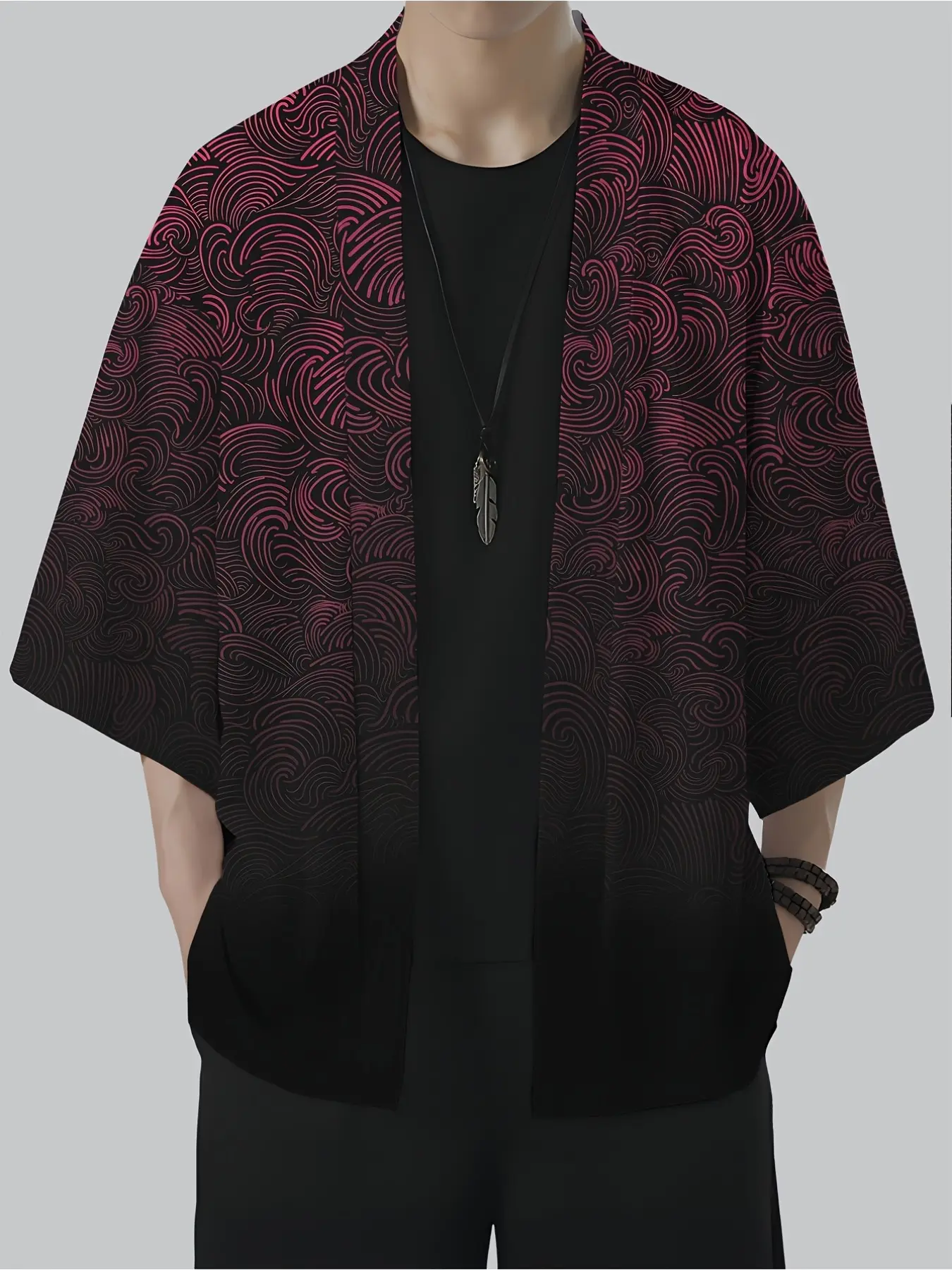 Men's retro-style Casual patterned Print loose kimono, suitable for gift design Menswear
