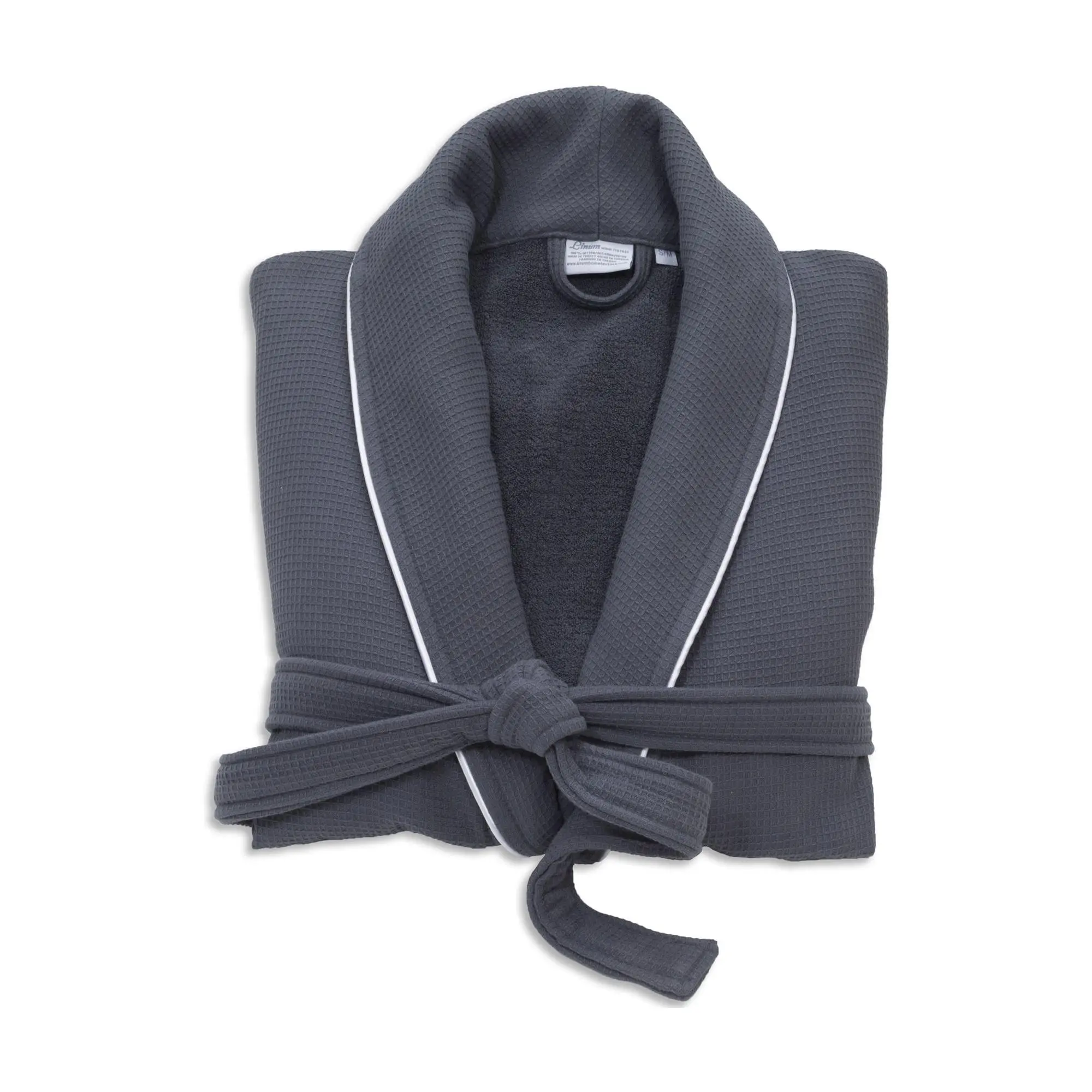 Linum Home Textiles Waffle Terry Bathrobe w/ Satin Piped Trim